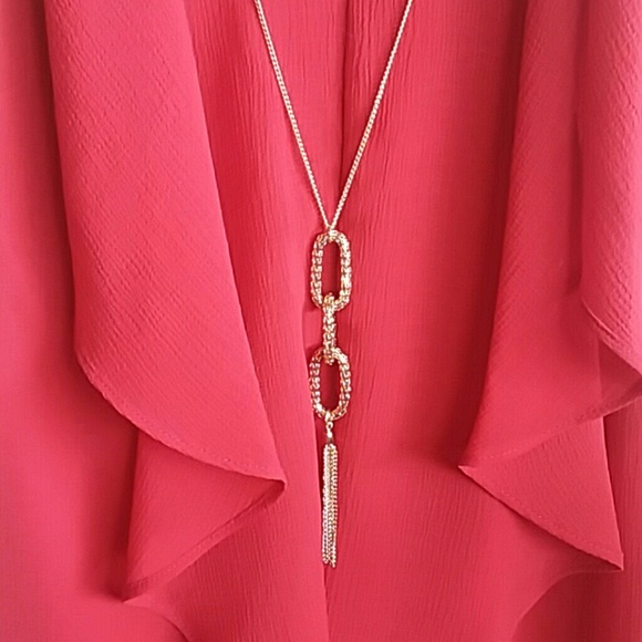 NWT A. BYER dressy flowy tank with necklace - Picture 2 of 8